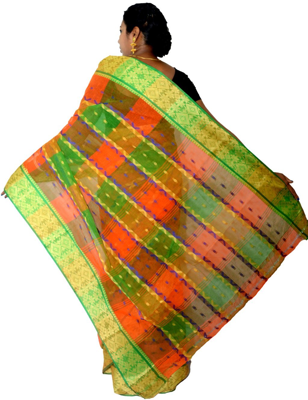 Orange Pure Cotton SonaJhuri Desiging Tant Saree (115)